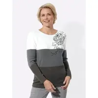 Witt Weiden Strickpullover CLASSIC "Langarm-Pullover", Damen, Gr. 50, grau (anthrazit, ecru, gemustert), 50% Viskose, 28% Polyester, 22% Polyamid, gemustert, mehrfarbig, Pullover Strickpullover