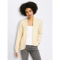 HEINE Strickjacke "Cardigan Feinstrickjacke mit Schalkragen", Damen, Gr. 40, beige (champagner), Modisch, V-Ausschnitt, Strickjacken Strickjacke