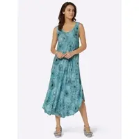 Inspirationen Druckkleid "Kleid", Damen, Gr. 38, Normalgrößen, blau (ozean, graphit, bedruckt), 100% Viskose, bedruckt, gemustert, mehrfarbig, wadenlang, Rundhals, Kleider Druckkleid