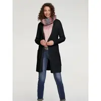 HEINE Strickjacke "Long-Strickjacke Longstrickjacke mit Kapuze", Damen, Gr. 36/38, schwarz, Modisch, Strickjacken Strickjacke