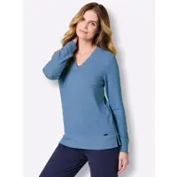 Witt Weiden Langarmshirt "Shirt", Damen, Gr. 36/38, blau (mittelblau, meliert), 74% Viskose, 21% Polyester, 5% Elasthan, unifarben, Shirts Langarmshirt