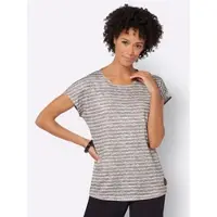 Casual Looks 1100000002199 "Shirt", Damen, Gr. 46, grau (taupe, ecru, geringelt), 50% Baumwolle, 50% Modal, gemustert, mehrfarbig, Rundhals, Shirts 1100000002199