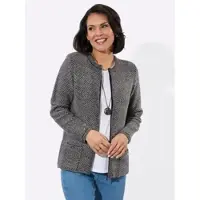 Casual Looks Strickjacke , Damen, Gr. 50, grau (steingrau, anthrazit, gemustert), 60% Polyacryl, 40% Baumwolle, bedruckt, gemustert, mehrfarbig, Strickjacken Strickjacke