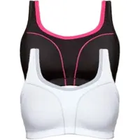 Susa Sport-BH "2er Pack Sport BH Move high", Damen, Gr. 75, Cup B, bunt (schwarz, pink weiß, grau), Obermaterial: 52% Polyamid PA. 37% Polyester PES. 11% Elasthan EL., BHs Sport-BH