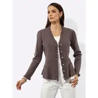 Création L Strickjacke , Damen, Gr. 48, braun (dunkeltaupe), 50% Polyamid, 25% Modal, 25% Viskose, unifarben, Strickjacken Strickjacke