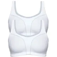 Susa Sport-BH "2er Pack Sport BH Move high", Damen, Gr. 95, Cup F, weiß (weiß, grau weiß, grau), Obermaterial: 52% Polyamid PA. 37% Polyester PES. 11% Elasthan EL., BHs Sport-BH