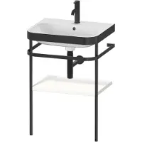 Duravit Happy D.2 Plus c-bonded Set mit Metallkonsole, 575x490mm, 1 Hahnloch, HP4735O8484, Farbe: Weiß Supermatt Dekor