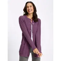 Witt Strickjacke "Strickjacke Strickjacke", Damen, Gr. 46, violett, Modisch, Rundhals, Strickjacken Strickjacke