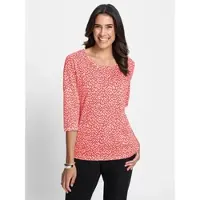 Inspirationen Print-Shirt "Shirt", Damen, Gr. 46, rot (weiß, erdbeere, bedruckt), 50% Baumwolle, 50% Modal, bedruckt, gemustert, mehrfarbig, Rundhals, Shirts Print-Shirt