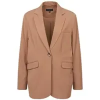 Bugatti Kurzblazer , Damen, Gr. 44, braun (50, beige), 70% Polyester, 25% Viskose, 5% Elasthan, unifarben, normal, gerader Abschluss, Blazer Kurzblazer, aus elastischem Viskosemix