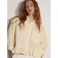 Apricot Klassische Bluse "Bluse" mit gestreiftem Rüschen-Saum