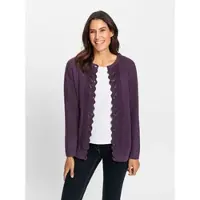 Inspirationen Strickjacke , Damen, Gr. 48, lila (traube, meliert), 50% Baumwolle, 50% Polyacryl, meliert, unifarben, Strickjacken Strickjacke