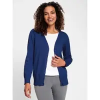 Casual Looks Strickjacke WITT "Strickjacke Strickjacke mit V-Ausschnitt", Damen, Gr. 42, royalblau, Sportlich, V-Ausschnitt, Strickjacken Strickjacke