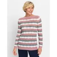 Classic Dog Strickpullover CLASSIC "Pullover", Damen, Gr. 48, rosa (hortensie, steingrau, geringelt), 100% Polyacryl, gemustert, gestreift, mehrfarbig, Pullover Strickpullover