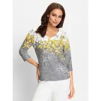 Lady Print-Shirt "Shirt", Damen, Gr. 40, gelb (sonnengelb, schwarz, bedruckt), 95% Polyester, 5% Elasthan, geblümt, gemustert, mehrfarbig, Shirts Print-Shirt