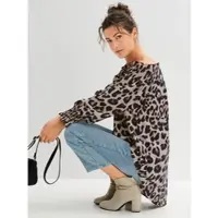 Inspirationen Schlupfbluse , Damen, Gr. 36, beige (sand, schwarz, bedruckt), 100% Polyester, gemustert, Blusen Schlupfbluse