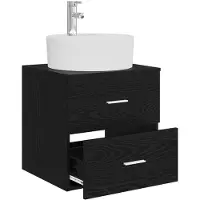vidaXL Wandmontierte Waschtisch Schwarz Eichen-Optik