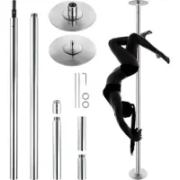 StarTech.com Professionelle Tanzstange - Tragbare Pole Dance Stange - Höhenverstellbar für Fitness, Club und Party - Silber - 210,5–278,4 cm