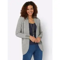 Casual Looks Strickjacke , Damen, Gr. 40, grau (steingrau, meliert), 50% Baumwolle, 50% Polyacryl, unifarben, Strickjacken Strickjacke