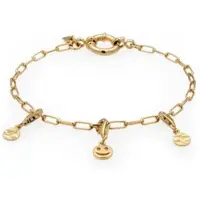 KUZZOI Armkette "Armband Smiling Face Charm Anhänger 925 Sterling Silber" Gr. 21, gold, Armbänder, Herren, 21, Silber 925 (Sterlingsilber), Armkette