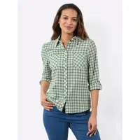 Casual Looks Flanellbluse , Damen, Gr. 54, grün (eucalyptus, ecru, kariert), 100% Baumwolle, gemustert, kariert, Blusen Flanellbluse