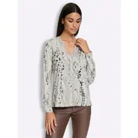 HEINE Jersey-Bluse in hellgrau-ecru-bedruckt | Gr.: 48