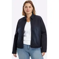Sheego Jeansblazer "Jeansblazer", Damen, Gr. 42, blau (dunkelblau), 98% Baumwolle, 2% Elasthan, Blazer Jeansblazer