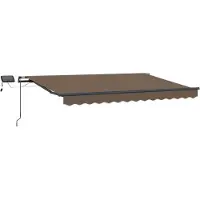 Syfax Manuelle Markise mit Solar-LED 5 x 3 m Taupe 100% Polyester