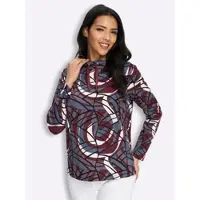 Sieh an! Langarm-Shirt in bordeaux-rauchblau-bedruckt | Gr.: 56