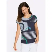 Sieh an! Rundhals-Shirt in marine-hellblau-bedruckt | Gr.: 40