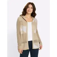 Sieh an! Ajour-Strickjacke in sand-ecru-gemustert | Gr.: 48