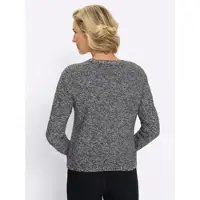Sieh an! Cardigan CLASSIC BASICS, Damen, Gr. 56, grau (ecru, schwarz, gemustert), 100% Baumwolle, gemustert, mehrfarbig, meliert, Strickjacken Cardigan