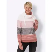 Sieh an! Trainingsshirt SIEH AN "Sweatshirt Sweatshirt mit überlappendem Rollkragen", Damen, Gr. 48, rosa (rosenholz, hellrosé, bedruckt), Sportlich, Shirts Trainingsshirt
