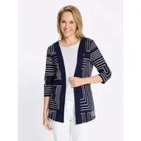Sieh an! Long-Shirtjacke in marine-ecru-bedruckt | Gr.: 50
