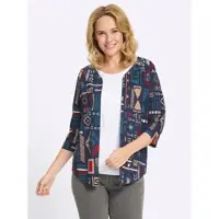 Sieh an! Shirtjacke in marine-topas-bedruckt | Gr.: 52
