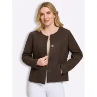 Sieh an! Jackenblazer "Bouclé-Blazer", Damen, Gr. 54, braun (schoko), 100% Polyester, Blazer Jackenblazer