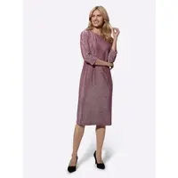 Sieh an! Etuikleid SIEH AN "Jersey-Kleid Jerseykleid blickdicht gefüttert", Damen, Gr. 42, N-Gr, bordeaux, silberfarben, Elegant, U-Boot-Ausschnitt, Kleider Etuikleid