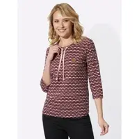 Sieh an! 3/4-Arm-Shirt "3/4-Arm-Shirt", Damen, Gr. 54, rot (puder, burgund, bedruckt), 100% Baumwolle, gemustert, mehrfarbig, Rundhals, Shirts 3/4-Arm-Shirt