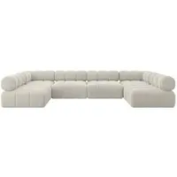ALTDECOR Modulares Sofa Ecksofa in U-Form - Garvo-U2 - 380x190x70 cm Cremeweiß Corner modular Sofa Eckcouch Couch Wohnlandschaft Cauchsofa Polstersofa