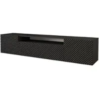ALTDECOR TV-Schrank ZENO-W mit Gefrästen Fronten 200x40x41 Lowboard hängend, TV Möbel, TV Cabinet, Fernsehtisch, Fernsehschrank, TV Kommode, TV Tisch, TV Sideboard, TV Board - Schwarz