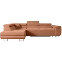 ALTDECOR Ecksofa mit Schlaffunktion und Bettkasten GUSA-L - 272x202x107 cm Apricot - Corner Sofa Bett Eckcouch Couch L-Form Schlafcouch Ausziehbar Wohnlandschaft Schlafsofa Cauchsofa