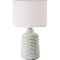 Brilliant Tischlampe Ilysa Stoffschirm weiß, Keramikfuß grau