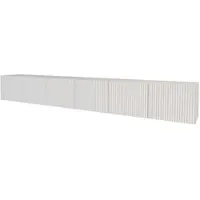 ALTDECOR TV-Schrank NOA-2-W mit Gefrästen Fronten 3x100x40x40 Lowboard hängend, TV Möbel, TV Cabinet, Fernsehtisch, Fernsehschrank, TV Kommode, TV Tisch, TV Sideboard, TV Board - Weiß