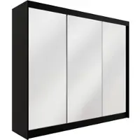 ALTDECOR Kleiderschrank mit Spiegel und Schiebetüren, kugelgelagerte Führungsschienen und Aluminium-Leisten 250 cm Schwarz