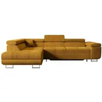 ALTDECOR Ecksofa mit Schlaffunktion und Bettkasten GUSA-L - 272x202x107 cm Senfgelb - Corner Sofa Bett Eckcouch Couch L-Form Schlafcouch Ausziehbar Wohnlandschaft Schlafsofa Cauchsofa