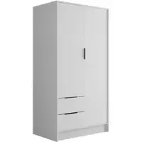 ALTDECOR Kleiderschrank mit Flügeltüren, Garderobenschrank mit viel Stauraum, Vielseitiger Drehtürenschrank, Schrank KOLIN 100x200 cm Weiß Weiß