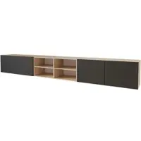 ALTDECOR TV-Schrank ELIO-W mit modernen Fronten, 3x100x40x40 Lowboard hängend, TV Möbel, TV Cabinet, Fernsehtisch, Fernsehschrank, TV Kommode, TV Tisch, TV Sideboard, TV Board - Artisan / Schwarz