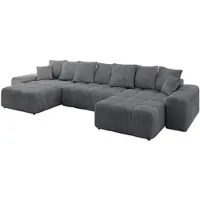 ALTDECOR Ecksofa in U-Form mit Schlaffunktion und Bettkasten ENIL-U 401x189x68 cm Dunkelgrau - Corner Sofa Bett Eckcouch Couch L-Form Schlafcouch Ausziehbar Wohnlandschaft Schlafsofa Cauchsofa