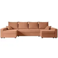 ALTDECOR Ecksofa mit Schlaffunktion und Bettkasten Corner Sofa Eckcouch Couch U-Form universal, links/rechts angeordnet Schlafcouch Ausziehbar Wohnlandschaft ALESIA-U - 301x140x90cm Apricot