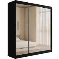 ALTDECOR Kleiderschrank mit Spiegel und Schiebetüren, Garderobenschrank mit viel Stauraum, Schwebetürenschrank, Schrank V2-URBANO 215x200 cm Schwarz
